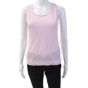 Genny Womens Perforated Round Neck Sleeveless Camisole Tank Top Pink Size 8